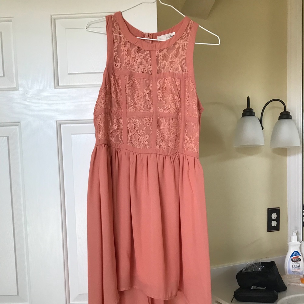 Salmon colored high low summer dress